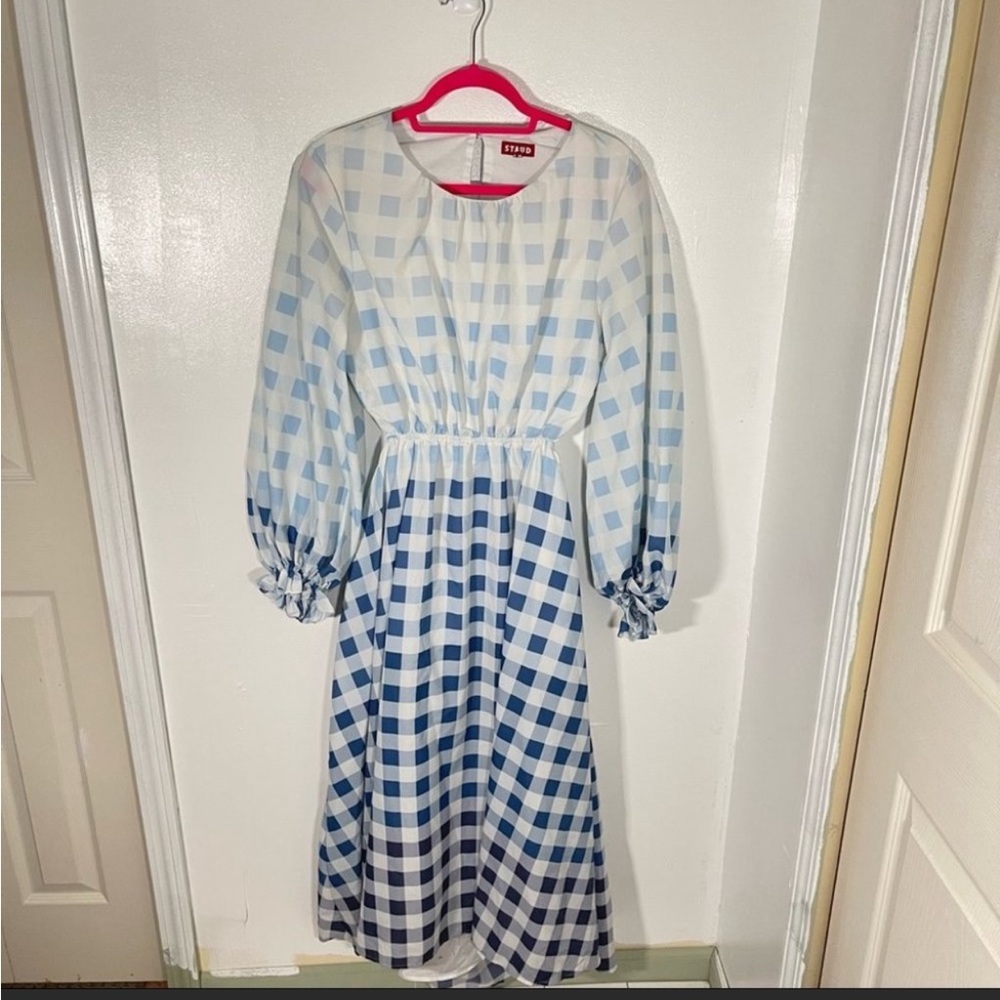 EUC Staud Blanche Ombré Gingham Dress Large - Picture 3 of 8